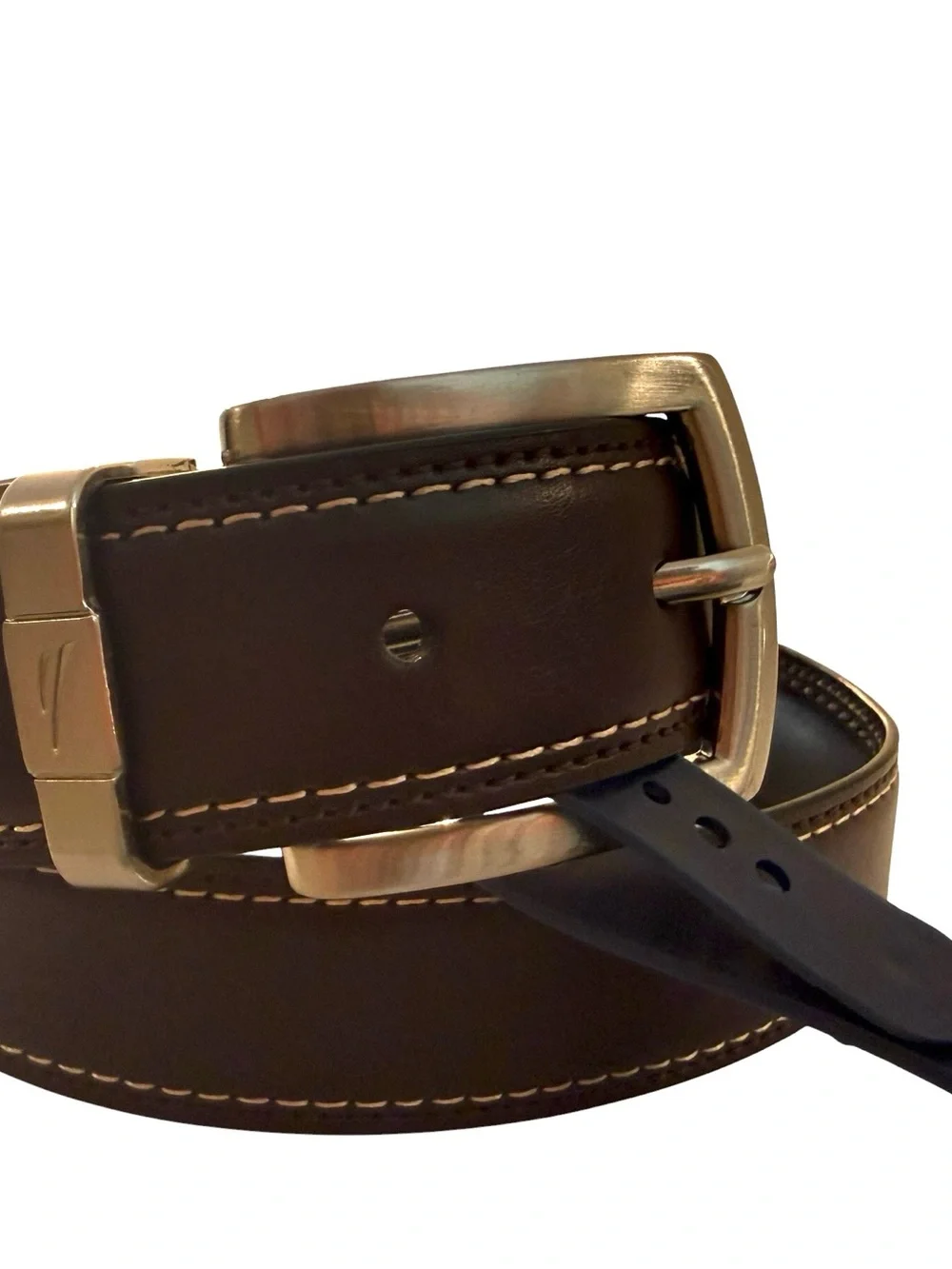 Nautica Reversible Leather Belt Brown and Black Silver Buckle Brand New Size 30